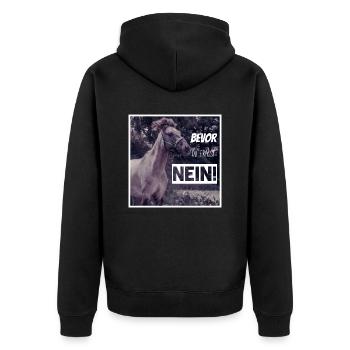 Spirit Motto Nein - Unisex Premium Bio Zip Hoodie - Schwarz - Hinten - Nico (187cm)