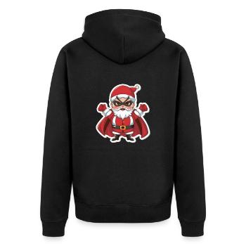 Weihnachtsmann Superheld - Unisex Premium Bio Zip Hoodie - Schwarz - Hinten - Nico (187cm)