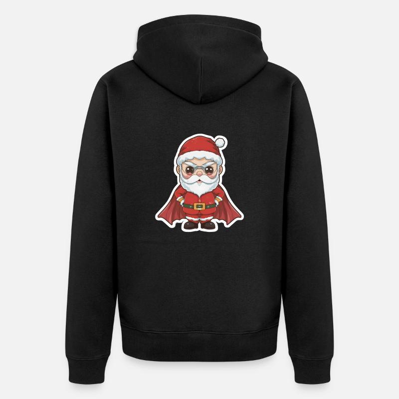Weihnachtsmann Superheld - Unisex Premium Bio Zip Hoodie - Schwarz