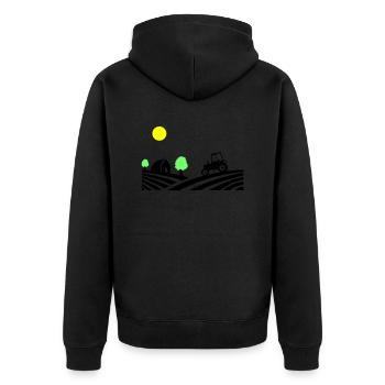 Tractor Farm - Unisex Premium Organic Zip Hoodie - black - Back - Nico (187cm)