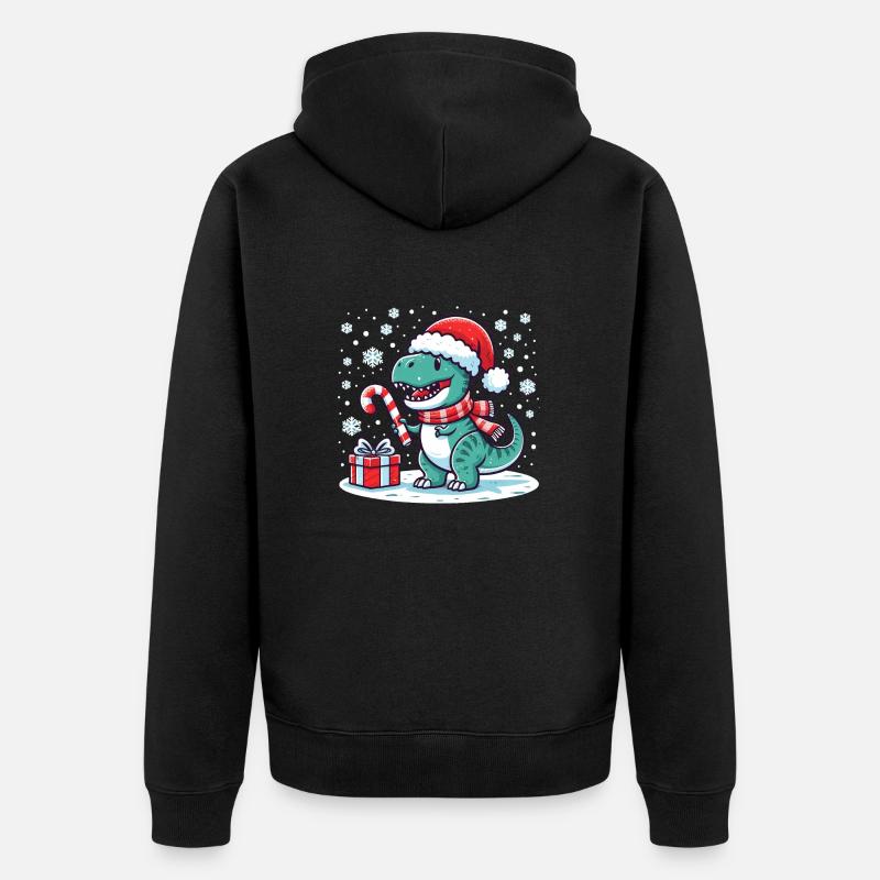 T-Rex de Noël - Veste à capuche bio Premium Unisexe - noir