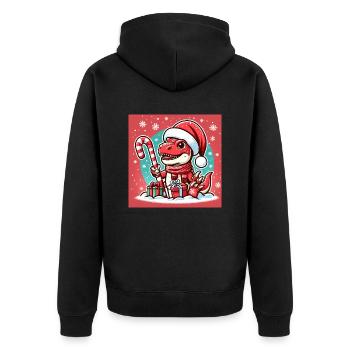 Red Christmas Dinosaur - Unisex Premium Organic Zip Hoodie - black - Back - Nico (187cm)