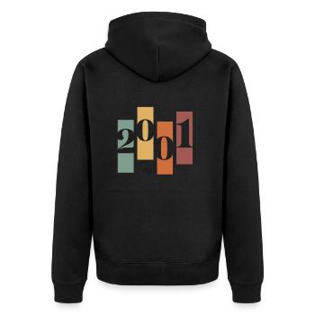 2001 Vintage Retro - Unisex Premium Organic Zip Hoodie - black - Back - Nico (187cm)