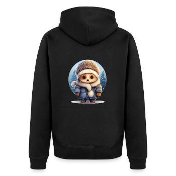 Hedgehog in the snow - Unisex Premium Organic Zip Hoodie - black - Back - Nico (187cm)