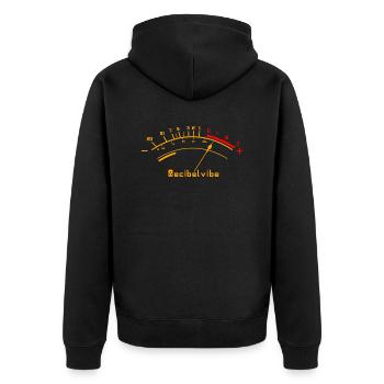Decibelvibe - Derivative products - VU Meter Color - Unisex Premium Organic Zip Hoodie - black - Back - Nico (187cm)