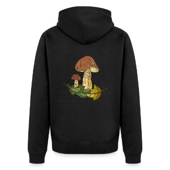 Fungi - Unisex Premium Organic Zip Hoodie - black - Back - Nico (187cm)