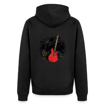 Gitarre - Unisex Premium Bio Zip Hoodie - Schwarz - Hinten - Nico (187cm)