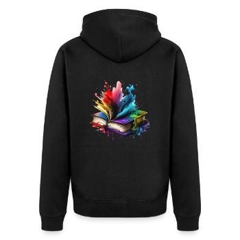 Book Reading Gift Books Reader Book Lover - Unisex Premium Organic Zip Hoodie - black - Back - Nico (187cm)