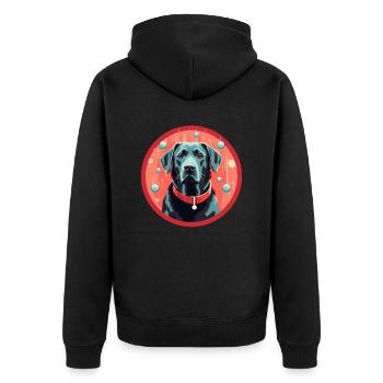 Labrador Retriever Hund Weihnachten, Liebe Hunde - Unisex Premium Bio Zip Hoodie - Schwarz - Hinten - Nico (187cm)