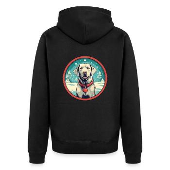 Labrador Retriever Hund Weihnachten, Liebe Hunde - Unisex Premium Bio Zip Hoodie - Schwarz - Hinten - Nico (187cm)