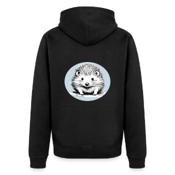 Niedlicher Igel - Unisex Premium Bio Zip Hoodie - Schwarz - Hinten - Nico (187cm)