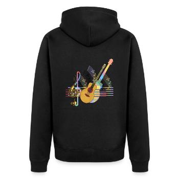 Gitarre - Unisex Premium Bio Zip Hoodie - Schwarz - Hinten - Nico (187cm)