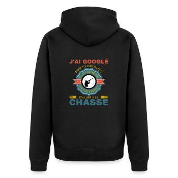 Chasse chasseur j'ai gouglé mes symptômes - Veste à capuche bio Premium Unisexe - noir - Dos - Nico (187cm)