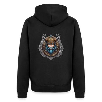 Wikinger Odin Thor Walhalla - Unisex Premium Bio Zip Hoodie - Schwarz - Hinten - Nico (187cm)