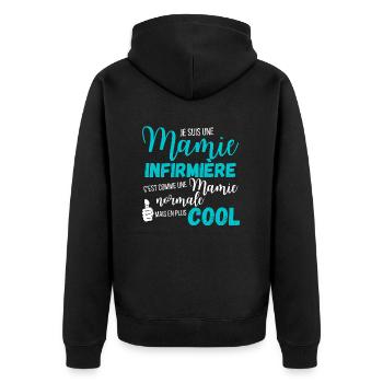 Mamie infirmiere - Veste à capuche bio Premium Unisexe - noir - Dos - Nico (187cm)