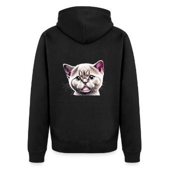 Britisch Kurzhaar Katze Katzenbaby Katzen Kater - Unisex Premium Bio Zip Hoodie - Schwarz - Hinten - Nico (187cm)