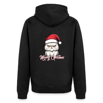 Weihnachts Katze - Unisex Premium Bio Zip Hoodie - Schwarz - Hinten - Nico (187cm)