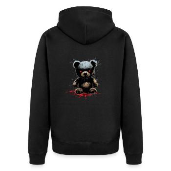 Horror Teddy Bear Zombie Halloween - Unisex Premium Organic Zip Hoodie - black - Back - Nico (187cm)