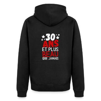 30 ans et plus beau que jamas - Veste à capuche bio Premium Unisexe - noir - Dos - Nico (187cm)