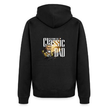 old school cool classic dad - Unisex Premium Organic Zip Hoodie - black - Back - Nico (187cm)