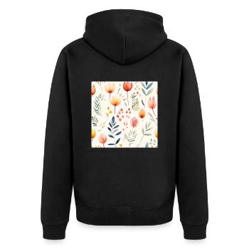 Blühen in Aquarellfarben - Unisex Premium Bio Zip Hoodie - Schwarz - Hinten - Nico (187cm)