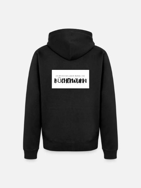 Bücherwurm - Unisex Premium Bio Zip Hoodie - Schwarz