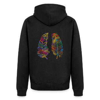 Feder - Unisex Premium Bio Zip Hoodie - Schwarz - Hinten - Nico (187cm)