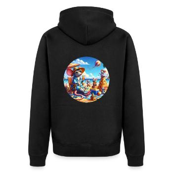 Ratten am Strand - Unisex Premium Bio Zip Hoodie - Schwarz - Hinten - Nico (187cm)