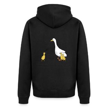Gänse Nöööö - Unisex Premium Bio Zip Hoodie - Schwarz - Hinten - Nico (187cm)