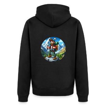 Hikers in the Alps - Unisex Premium Organic Zip Hoodie - black - Back - Nico (187cm)