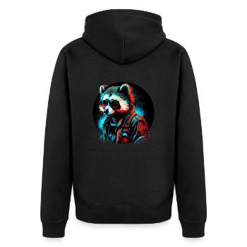 Cyber raccoon - Unisex Premium Organic Zip Hoodie - black - Back - Nico (187cm)