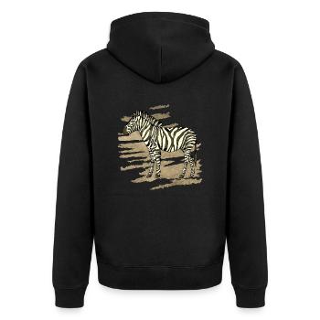 Zebra - Unisex Premium Bio Zip Hoodie - Schwarz - Hinten - Nico (187cm)