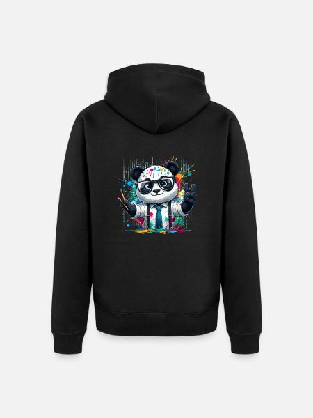 Farbenfroher Panda - Unisex Premium Bio Zip Hoodie - Schwarz