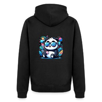 Panda Sonnenbrille - Unisex Premium Bio Zip Hoodie - Schwarz - Hinten - Nico (187cm)