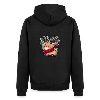 Süßes Weihnachtsrentier - Unisex Premium Bio Zip Hoodie - Schwarz - Hinten - Nico (187cm)