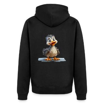 Lustiges Entchen - Unisex Premium Bio Zip Hoodie - Schwarz - Hinten - Nico (187cm)