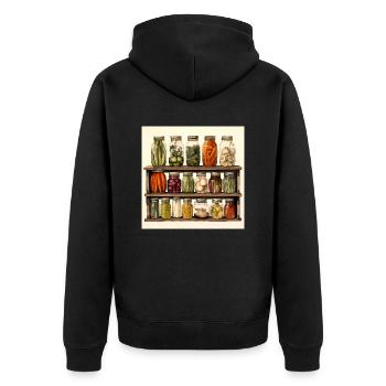 Herbstliches Einmachglasregal - Unisex Premium Bio Zip Hoodie - Schwarz - Hinten - Nico (187cm)