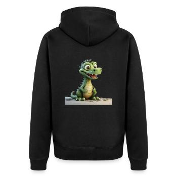 Drachen gibt’s nur in der Sagenwelt und Phantasie - Unisex Premium Bio Zip Hoodie - Schwarz - Hinten - Nico (187cm)