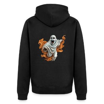 Schaurig schöner Geist - Unisex Premium Bio Zip Hoodie - Schwarz - Hinten - Nico (187cm)