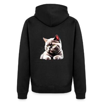 Britisch Kurzhaarkatze Kater Katzenbaby Katzen - Unisex Premium Bio Zip Hoodie - Schwarz - Hinten - Nico (187cm)