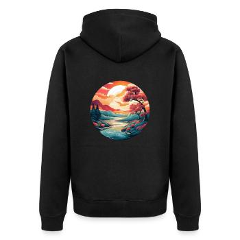 Paysage du Japon - Veste à capuche bio Premium Unisexe - noir - Dos - Nico (187cm)