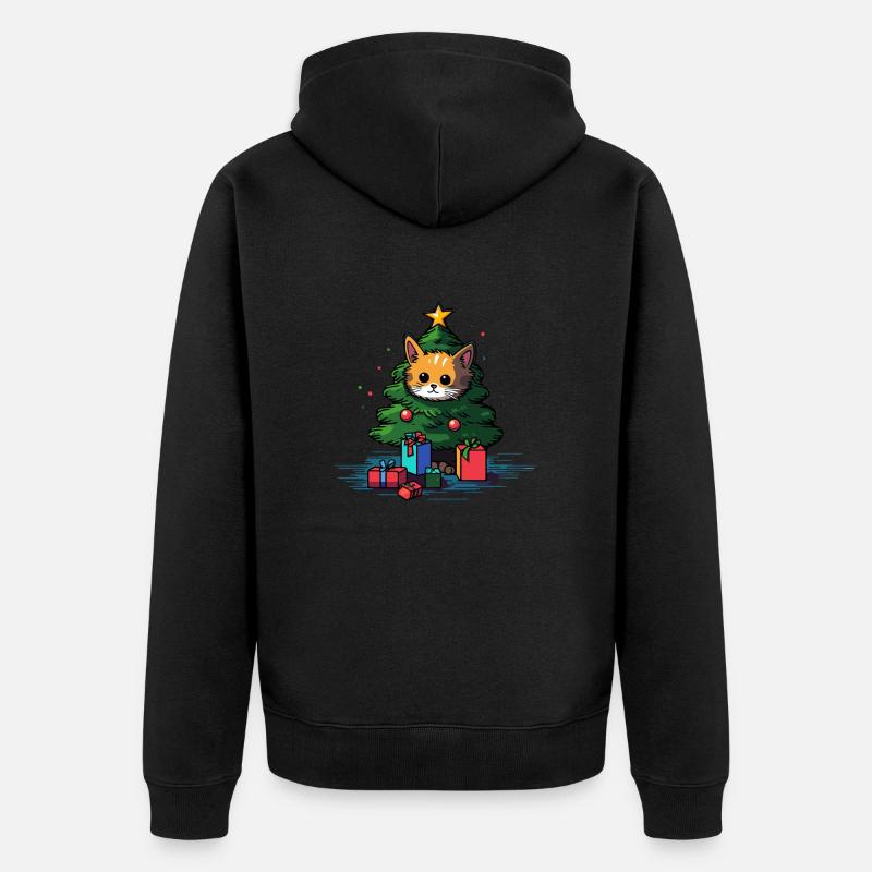 Chat de Noël - Veste à capuche bio Premium Unisexe - noir