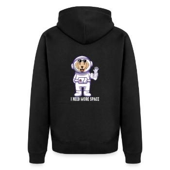 Ich brauche mehr Raum - Unisex Premium Bio Zip Hoodie - Schwarz - Hinten - Nico (187cm)