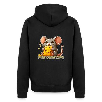 Pure Cheese Love - Mouse with Cheese - Unisex Premium Organic Zip Hoodie - black - Back - Nico (187cm)