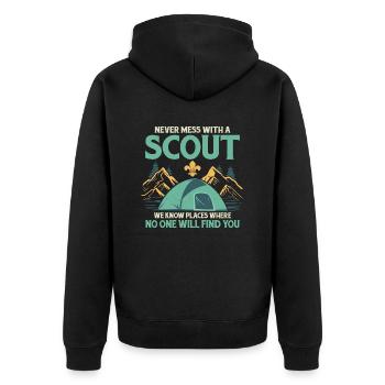 Stealthy Scout : Maître des taches secrètes Tee - Veste à capuche bio Premium Unisexe - noir - Dos - Nico (187cm)