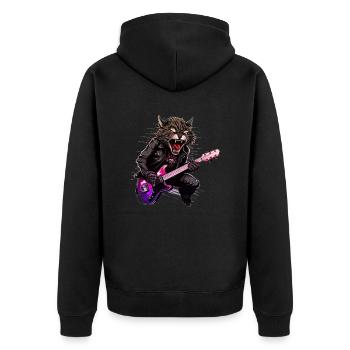 Haustiere, Niedlich, Katze, Tier, Katze, Lustige Musik, Gitarre - Unisex Premium Bio Zip Hoodie - Schwarz - Hinten - Nico (187cm)