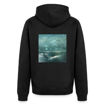 Smaragdgrünes Meer - Unisex Premium Bio Zip Hoodie - Schwarz - Hinten - Nico (187cm)