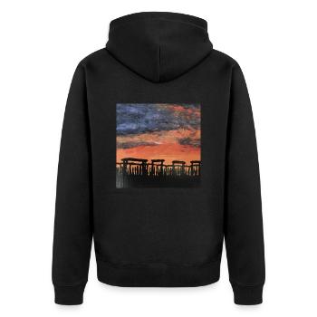 Ringheiligtum bei Schönebeck Pömmelte - Unisex Premium Bio Zip Hoodie - Schwarz - Hinten - Nico (187cm)