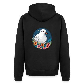 Dove - Unisex Premium Organic Zip Hoodie - black - Back - Nico (187cm)