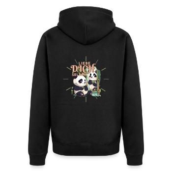Spiegel der Selbstliebe - Unisex Premium Bio Zip Hoodie - Schwarz - Hinten - Nico (187cm)